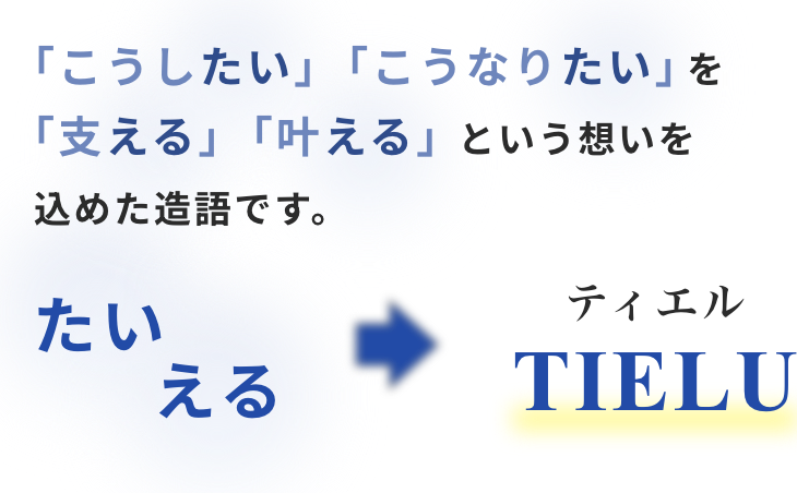 「こうしたい」「こうなりたい」を「支える」「叶える」という想いを込めた造語です。